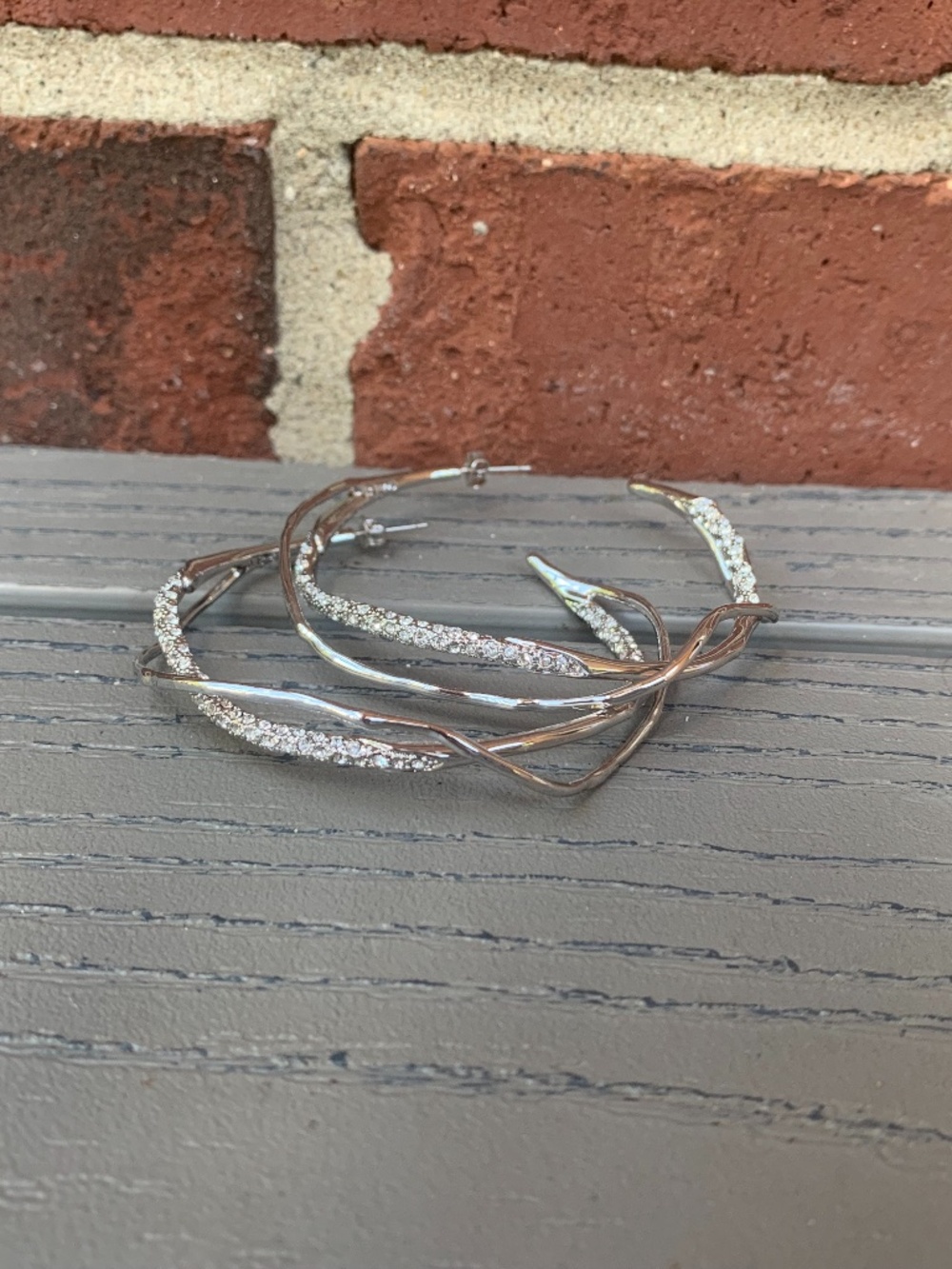 Alexis Bittar Intertwined Silver Pave Hoop Earring